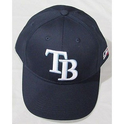 MLB Tampa Bay Rays Adult Cap Flat Brim Raised Replica Cotton Twill Hat Navy