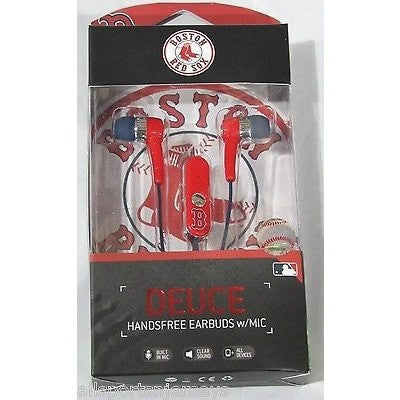 MLB Boston Red Sox Team Logo Earphones With Microphone Ear Buds by Mizco