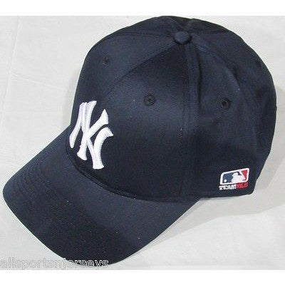 MLB New York Yankees Adult Cap Curved Brim Raised Replica Cotton Twill Hat Navy Blue
