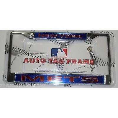 MLB New York Mets Chrome License Plate Frame Laser Cut