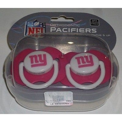 NFL New York Giants Pink Pacifiers Set of 2 w/ Solid Shield in Case
