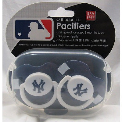 MLB New York Yankees Pacifier set of 2 Striped w/Case by baby fanatic