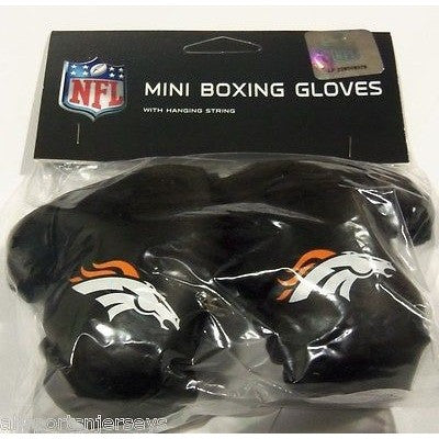 NFL Denver Broncos 4 Inch Rear View Mirror Mini Boxing Gloves