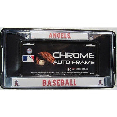 MLB Anaheim Angels Chrome License Plate Frame Thin Red Letters