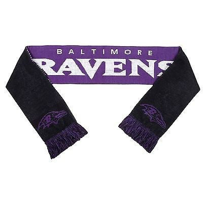 NFL 2015 Reversible Split Logo Scarf Baltimore Ravens 64" by 7" FOCO