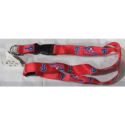 MLB Philadelphia Phillies Red 2 Logos Lanyard Detachable Buckle 23" L 3/4" W by Aminco