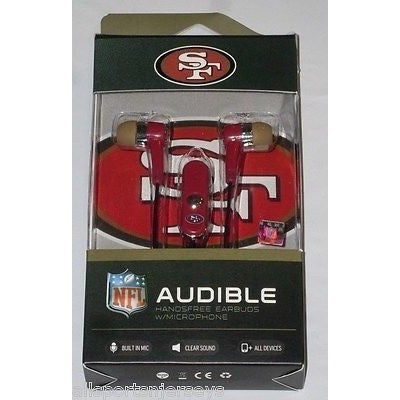 NFL San Francisco 49ers Team Logo Earphones with Microphone by MIZCO