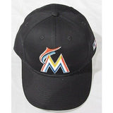 MLB Miami Marlins Adult Cap Flat Brim Raised Replica Cotton Twill Hat Black