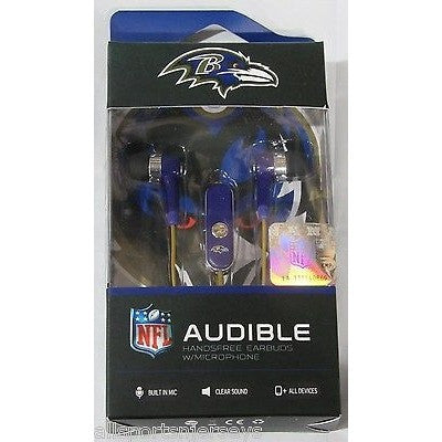 NFL Baltimore Ravens Team Logo Earphones with Microphone by MIZCO