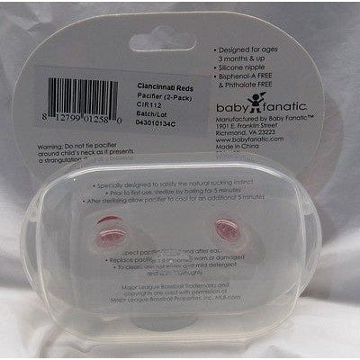 MLB Cincinnati Reds Pacifiers Set of 2 w/ Stripe on Shield in Case