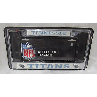 NFL Tennessee Titans Chrome License Plate Frame Thin Blue Letters