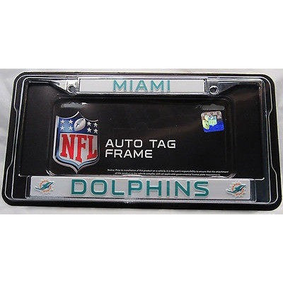 NFL Miami Dolphins Chrome License Plate Frame Thin Letters