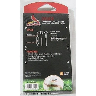 MLB St. Louis Cardinals Team Logo Earphones With Microphone by Mizco