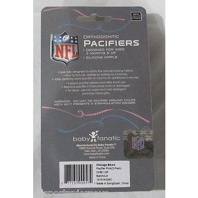 NFL Chicago Bears Pink Pacifiers Set of 2 w/ Solid Shield on Card