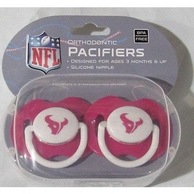 NFL Houston Texans Pink Pacifiers Set of 2 w/ Solid Shield in Case