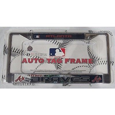 MLB Atlanta Braves Chrome License Plate Frame Flat Image
