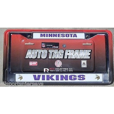 NFL Minnesota Vikings Chrome License Plate Frame Thick Purple Letters