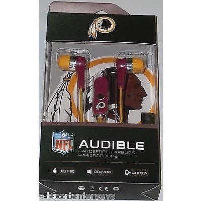 NFL Washington Redskins Team Logo Earphones with Microphone by MIZCO