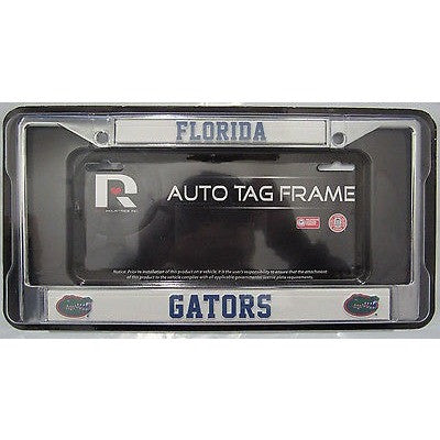 NCAA Florida Gators Chrome License Plate Frame Thin Blue Letters