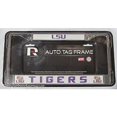 NCAA LSU Louisiana State Tigers Chrome License Plate Frame Thick Purple Letters