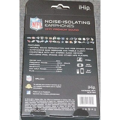 NFL iHip Team Logo Earphones Buffalo Bills
