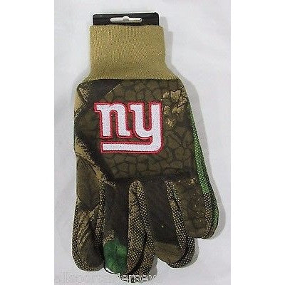 NFL New York Giants Logo on Camouflaged w/Camo No Slip Utility Work Gloves