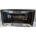 NCAA Michigan Wolverines Chrome License Plate Frame Thin Blue Letters