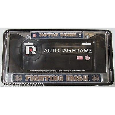NCAA Notre Dame Fighting Irish Chrome License Plate Frame Blue Image Insert