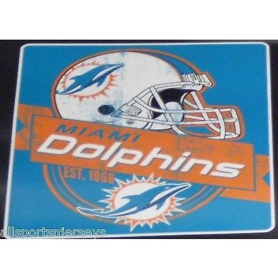 NFL Miami Dolphins Royal Plush Raschel 50" x 60" Throw Blanket Style Grand Stand