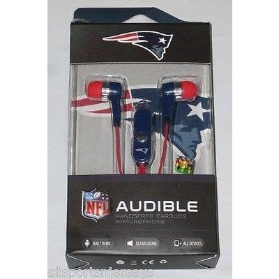 NFL New England Patriots Team Logo Earphones with Microphone by MIZCO