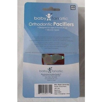 NCAA Ohio State Buckeyes Pink Pacifiers Set of 2 w/ Solid Shield on Card