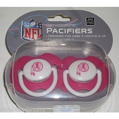 NFL Washington Redskins Pink Pacifiers Set of 2 w/ Solid Shield in Case