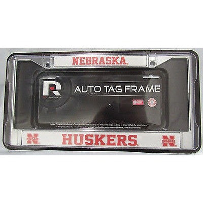 NCAA Nebraska Cornhuskers Chrome License Plate Frame Thick Letters