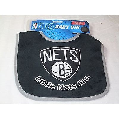 NBA Little Brooklyn Nets Fan Infant Baby Bib Black Gray Trim Wincraft
