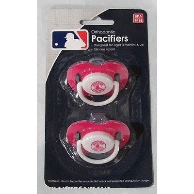 MLB Boston Red Sox Pink Pacifiers Set of 2 w/ Solid Color Shield on Card
