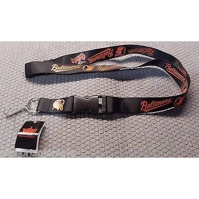 MLB Baltimore Orioles Logo & Name Black Lanyard Detachable Buckle 23" L 3/4" W by Aminco