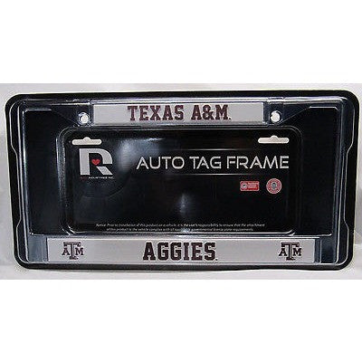 NCAA TEXAS A&M Chrome License Plate Frame Thin Maroon Letters