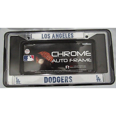 MLB Los Angeles Dodgers Chrome License Plate Frame Thin Blue Letters