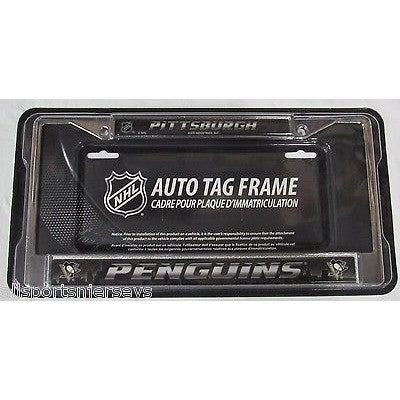 NHL Pittsburgh Penguins Chrome License Plate Frame Black Insert