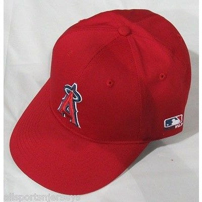 MLB LA Angels of Anaheim Adult Cap Flat Brim Raised Replica Cotton Twill Hat All Red