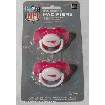 NFL New England Patriots Pink Pacifiers Set of 2 w/ Solid Shield on Card