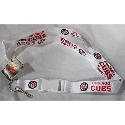 MLB Chicago Cubs White Lanyard Detachable Buckle 23" L 3/4" W by Aminco