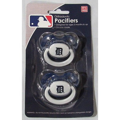 MLB Detroit Tigers Pacifiers Set of 2 w/ Solid Color Shield on Card