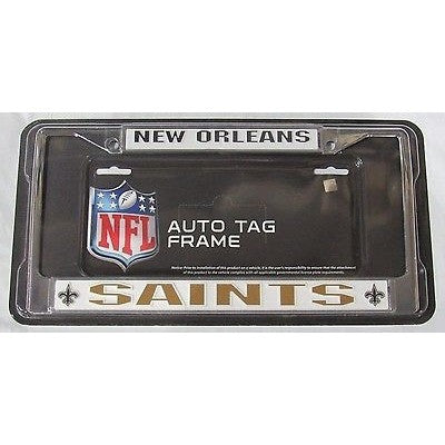 NFL New Orleans Saints Chrome License Plate Frame 2 Color Letters