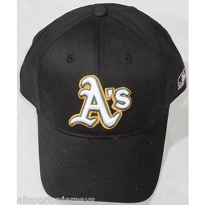 MLB Oakland Athletics A's Adult Cap Curved Brim Raised Replica Cotton Twill Hat Alt Black
