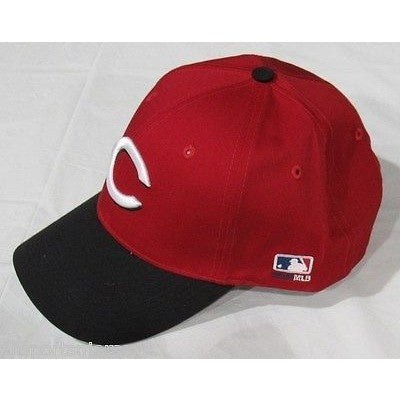 MLB Cincinnati Reds Adult Cap Curved Brim Raised Replica Cotton Twill Hat Black/Red