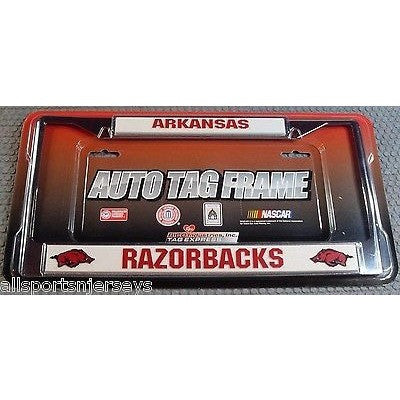 NCAA Arkansas Razorbacks Chrome License Plate Frame Staight Letters