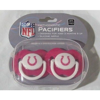 NFL Indianapolis Colts Pink Pacifiers Set of 2 w/ Solid Shield in Case