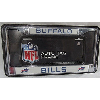NFL Buffalo Bills Chrome License Plate Frame Thin Blue Letters
