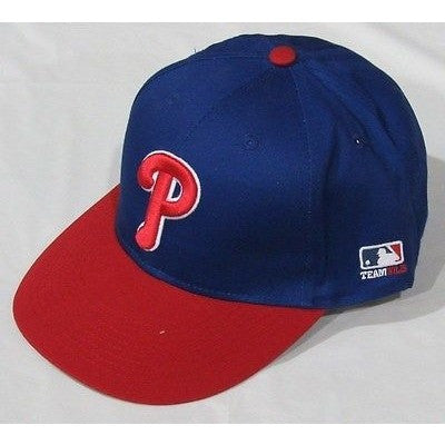 MLB Philadelphia Phillies Adult Cap Flat Brim Raised Replica Cotton Twill Hat Blue/Red